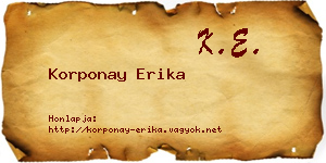 Korponay Erika névjegykártya